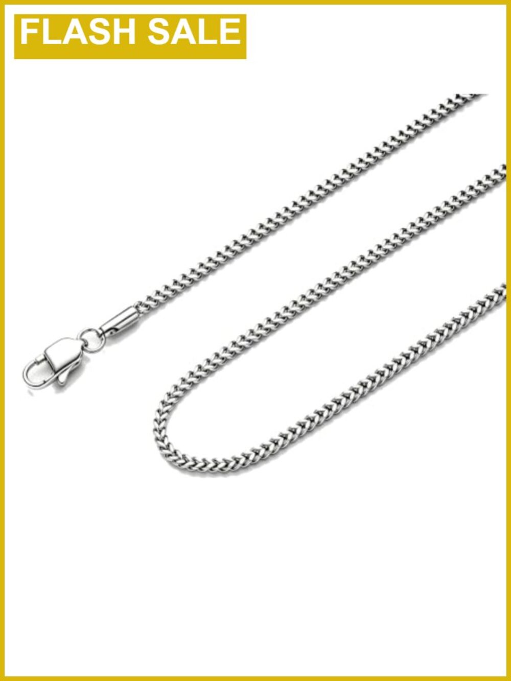 Stainless Steel Square Wheat Chain Necklace for Men